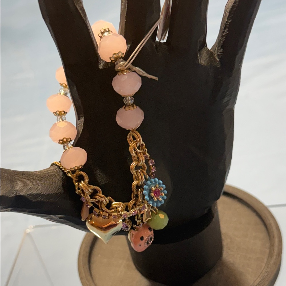 Betsey Johnson Pink and Gold Charm Bracelet - Picture 6 of 6